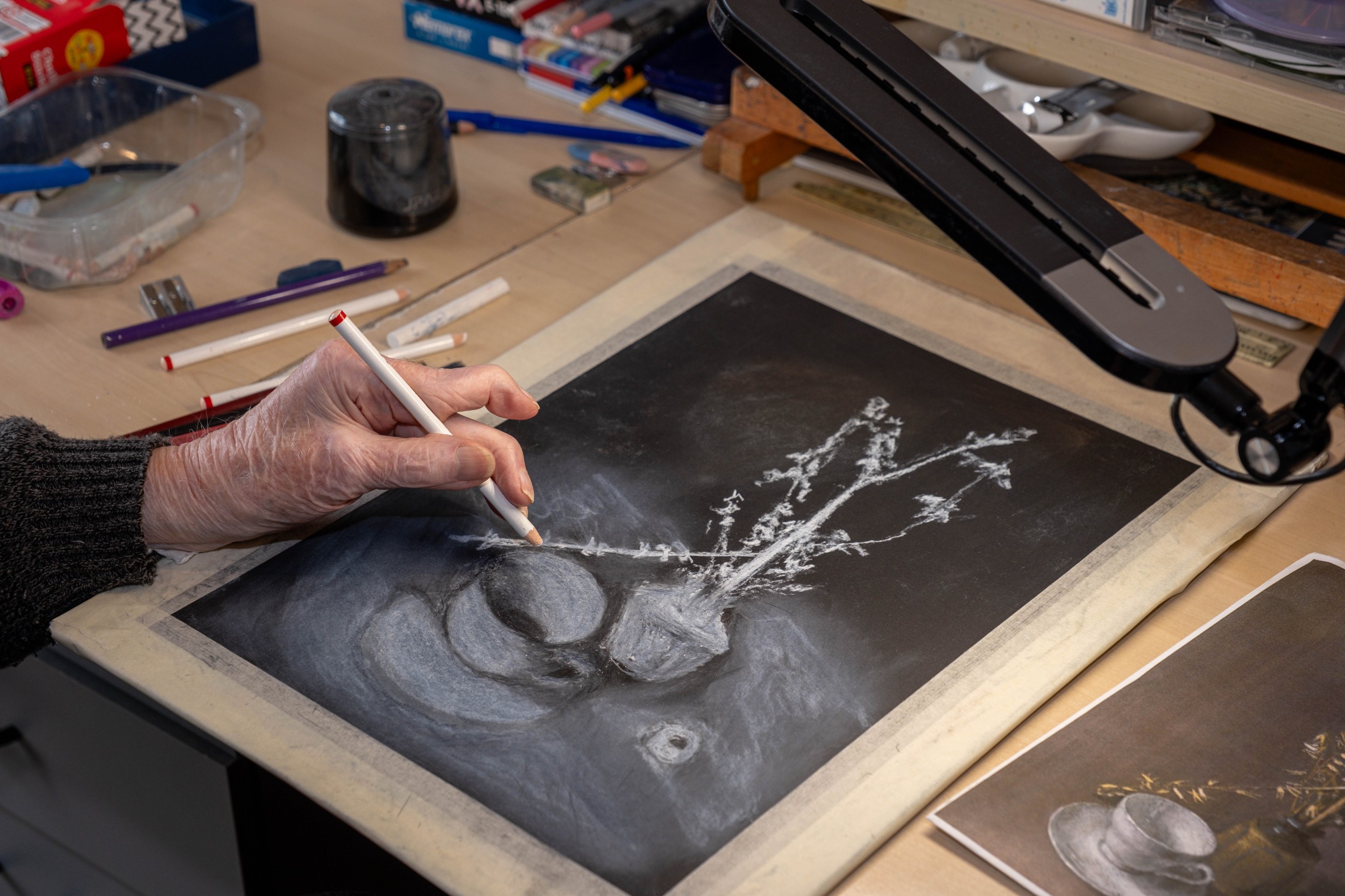 Drawing in his studio David Hughes.jpg